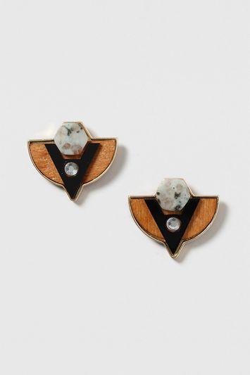 Topshop Semi-precious And Wood Mix Earrings