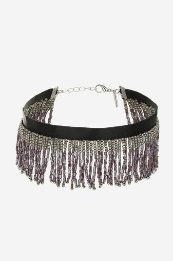 Topshop Tassel Bead Choker Necklace