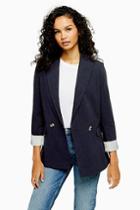 Topshop Navy Double Breasted Jacket