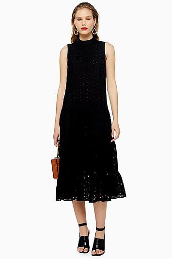 Topshop *black Broderie Anglaise Smock Dress