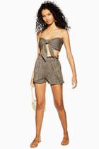 Topshop Khaki Tie Knot Bandeau And Shorts Co-ord