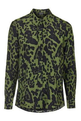 Topshop Khaki Leopard Shirt