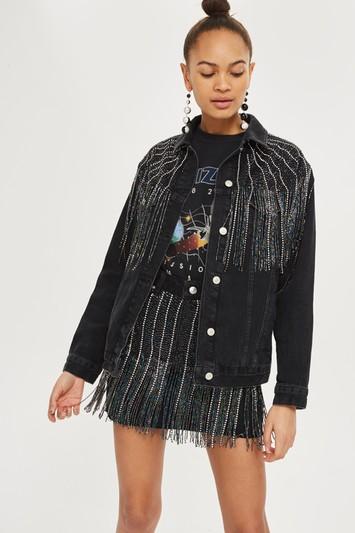 Topshop Moto Dazzle Fringe Skirt