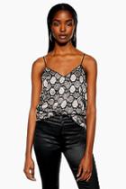 Topshop Snake Print Piped Camisole Top