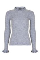 Topshop Marl Frill Neck Knit Top