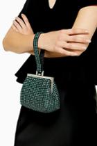Topshop Glitz Diamante Green Grab Bag