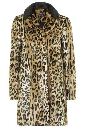 Topshop Faux Fur Leopard Print Swing Coat