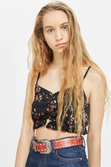 Topshop Petite Floral Print Bralet Top