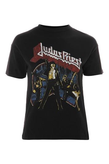 Topshop Judas Priest High Neck T-shirt By And Finally