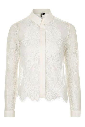 Topshop Premium Fine Cord Lace Shirt