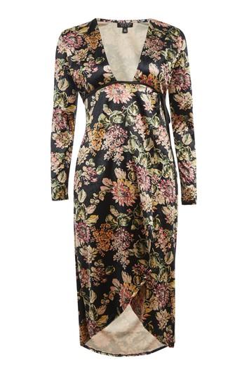 Topshop Velvet Floral Print Plunge Dress