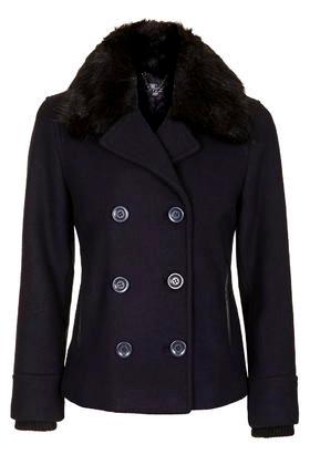 Topshop Faux Fur Collar Pea Coat