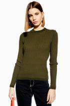 Topshop Mixed Ribbed Knitted Top