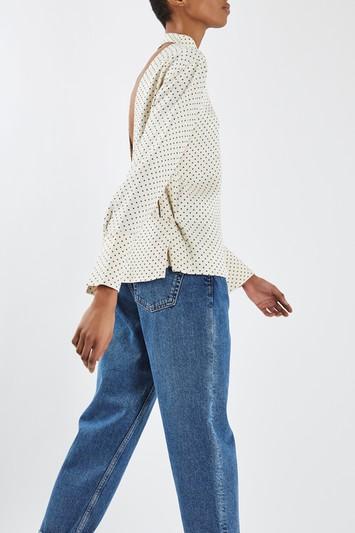 Topshop Polka Open Back Blouse By Boutique