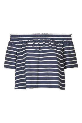 Topshop Stripe Smock Bardot Blouse