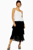 Topshop Tall Black Tiered Midi Skirt