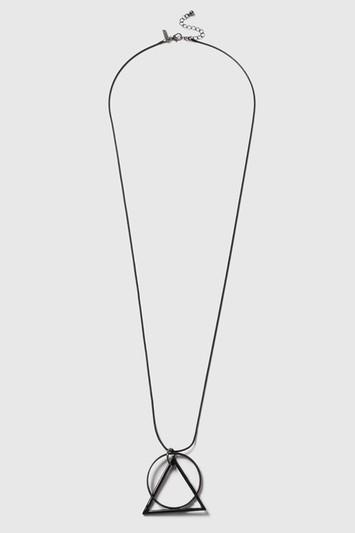 Topshop Black Triangle Circle Necklace