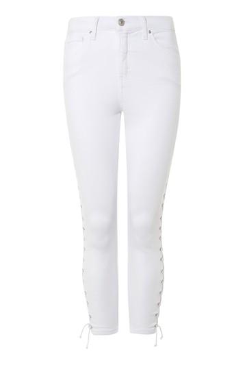 Topshop Petite 28 White Lace Up Jamie Jeans