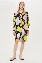 Topshop *floral Print Puff Sleeve Shirt Dress By Boutique