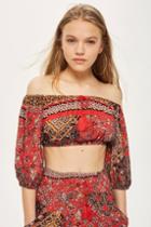 Topshop Tile Print Bardot Top By Band Of Gypsies