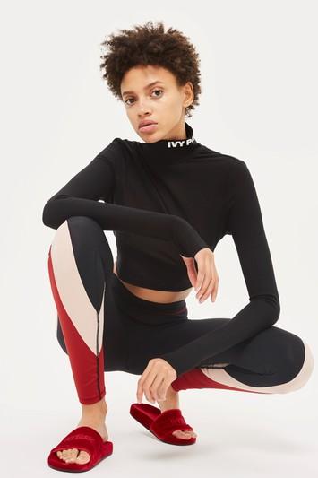 Topshop Logo Funnel Neck Crop Top By Ivy Park