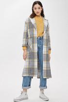 Topshop Tall Blanch Check Duster Coat