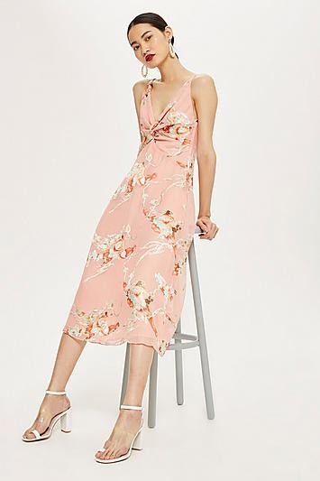 Topshop Twist Front Floral Mini Dress