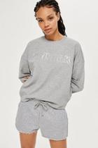 Topshop Cropped Holographic Sweatshirt By Ivy Park