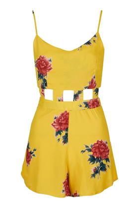 Topshop Floral Cut-out Playsuit