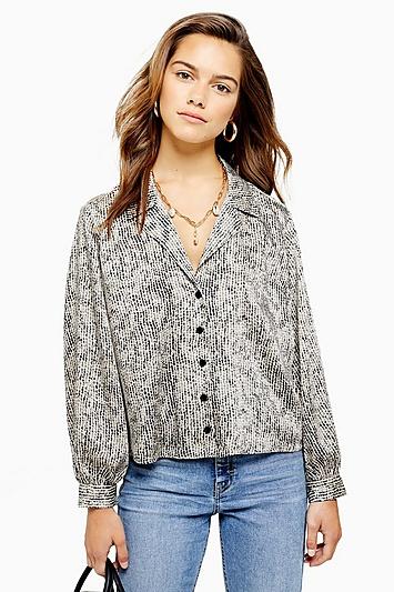 Topshop Petite Printed Revere Shirt