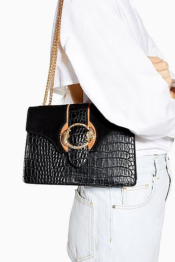 Topshop Ocean Black Chain Shoulder Bag