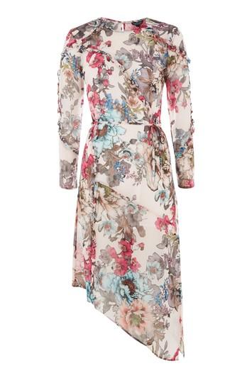 Topshop Tall Pop Floral Ruffle Dress
