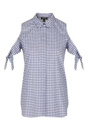 Topshop Gingham Cold Shoulder Shirt