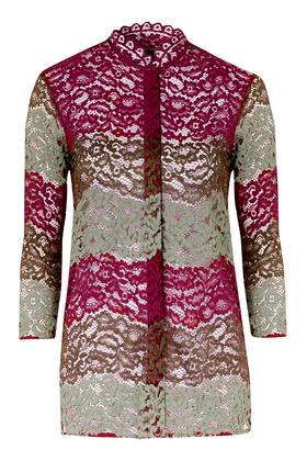 Topshop Oversized Mix Lace Shirt