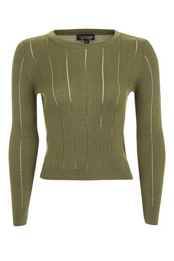 Topshop Pointelle Stitch Rib Crop Top