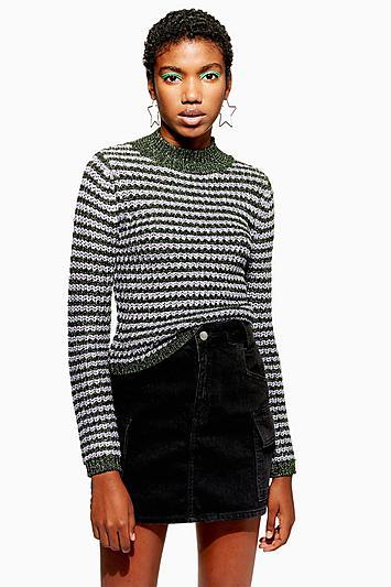 Topshop Metallic Thread Stripe Jumper