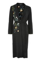Topshop Floral Embroidered Duster Coat