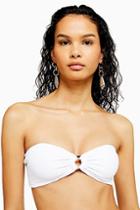 Topshop White Crinkle Ring Bandeau Top