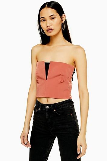 Topshop Mesh Insert Bandeau Top