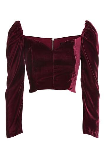 Topshop Velvet Sweetheart Neck Top