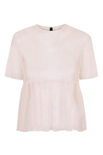 Topshop *mesh Peplum T-shirt By Nobody's Child