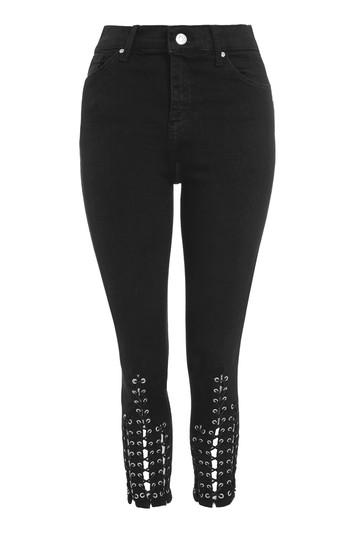 Topshop Petite Lattice Hem Jamie Jeans