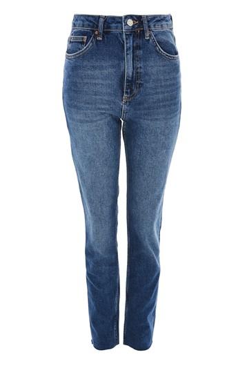Topshop Tall Dark Raw Hem Straight Jeans