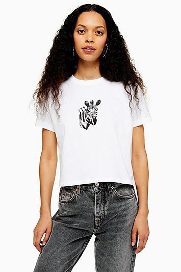Topshop Petite Zebra Head T-shirt