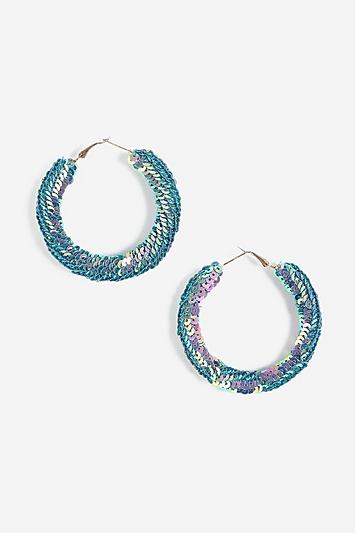 Topshop Christmas Sequin Hoop Earrings