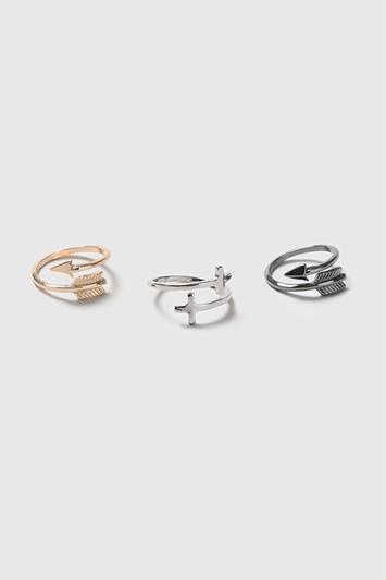 Topshop Cross And Arrow Ring Pack