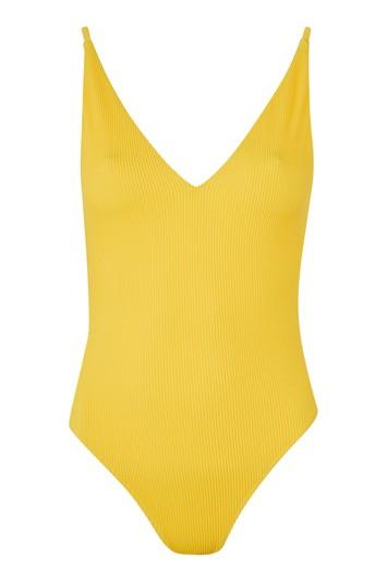 Topshop Plunging Ribbed Swimsuit