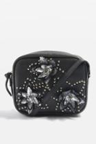 Topshop Lina Leather Sequin Flower Cross Body Bag
