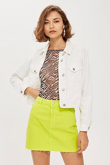 Topshop Neon Yellow Denim Skirt