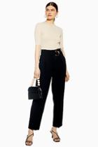 Topshop Black Belted Peg Trousers